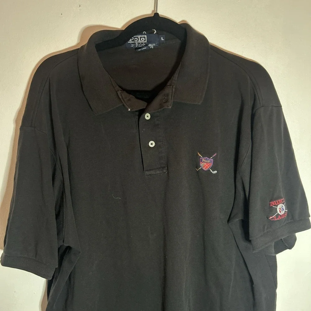 Ralph Lauren Polo Shirt Mens Large Black Solid Pony Short Sleeve Polo‎ Golf